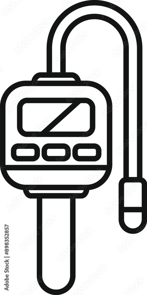 Poster digital gas detector measuring instrument showing methane level, line icon design