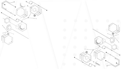 Vector white technology hexagon background. Geometric hexagon. Computer network concept.