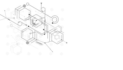 Vector white technology hexagon background. Geometric hexagon. Computer network concept.