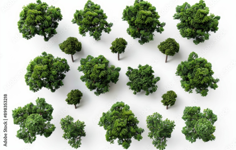 Poster a large green tree shape shaped out of transparent backgrounds rendered in 3d