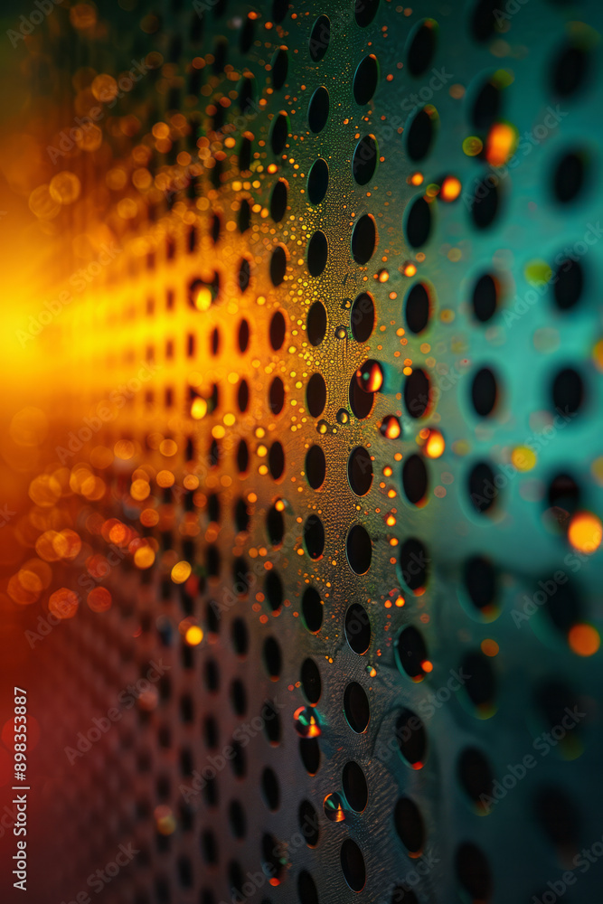 Aufkleber clean and striking design with a perforated pattern and a seamless gradient from gold to green,