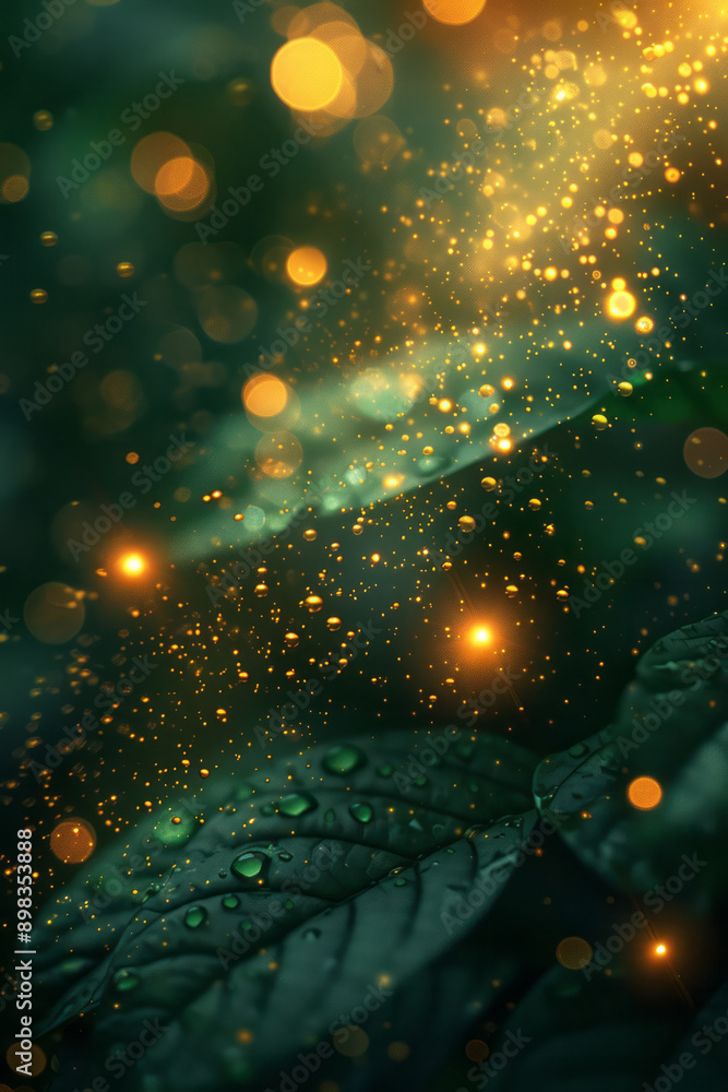 Poster clean and striking design with a perforated pattern and a seamless gradient from gold to green,