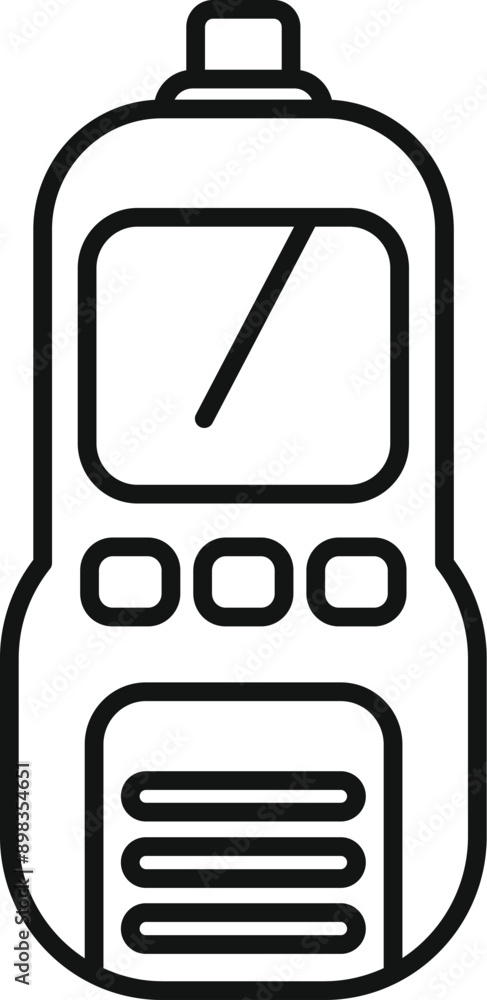 Poster simple line icon of a walkie talkie, a portable communication device used for short range radio tran