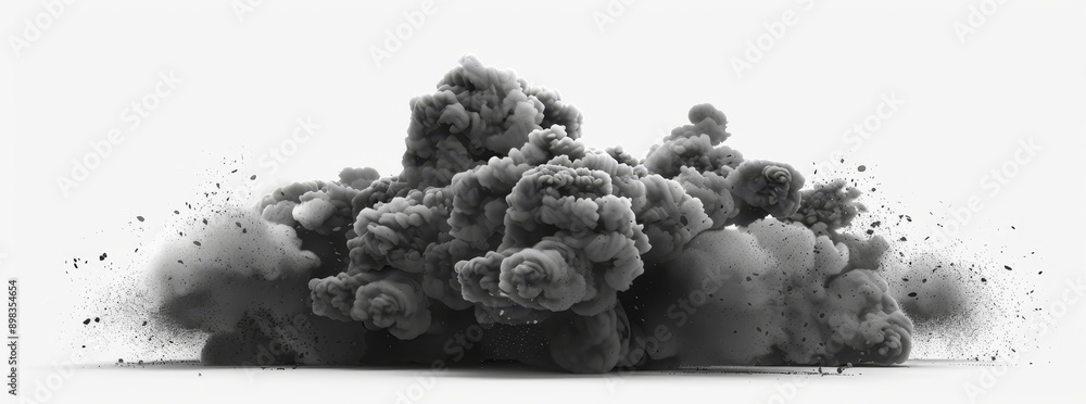 Poster in this transparent 3d rendering, there are overcast clouds in a rainstorm