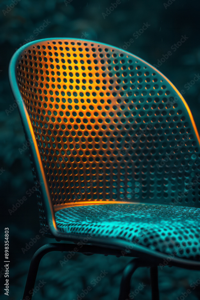 Poster elegant and modern perforated design with a luminous gradient blend of cyan and green,