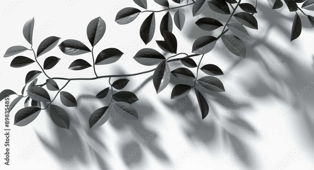 Poster the shadow of tree branches on transparent backgrounds used in 3d renderings