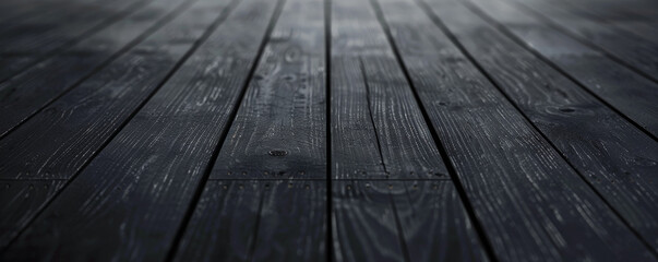 Sleek black wooden floors backdrop, perfect for adding a modern and stylish touch to your designs with ample space for text or graphics.