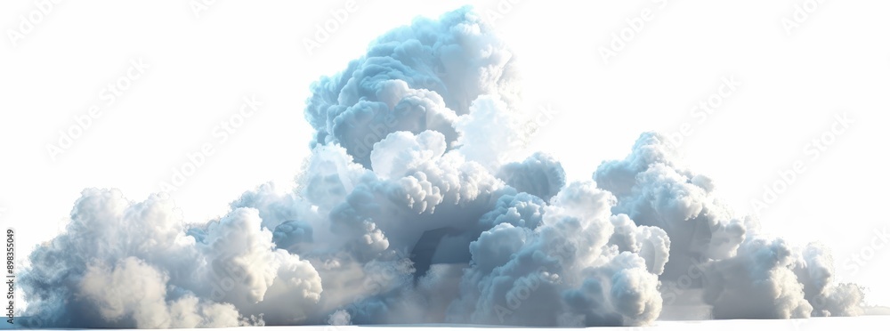 Poster isolated background 3d rendering of realistic steam clouds