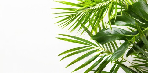 Fototapeta premium Three-dimensional rendering of evergreen palm leaves in summer on transparent backgrounds
