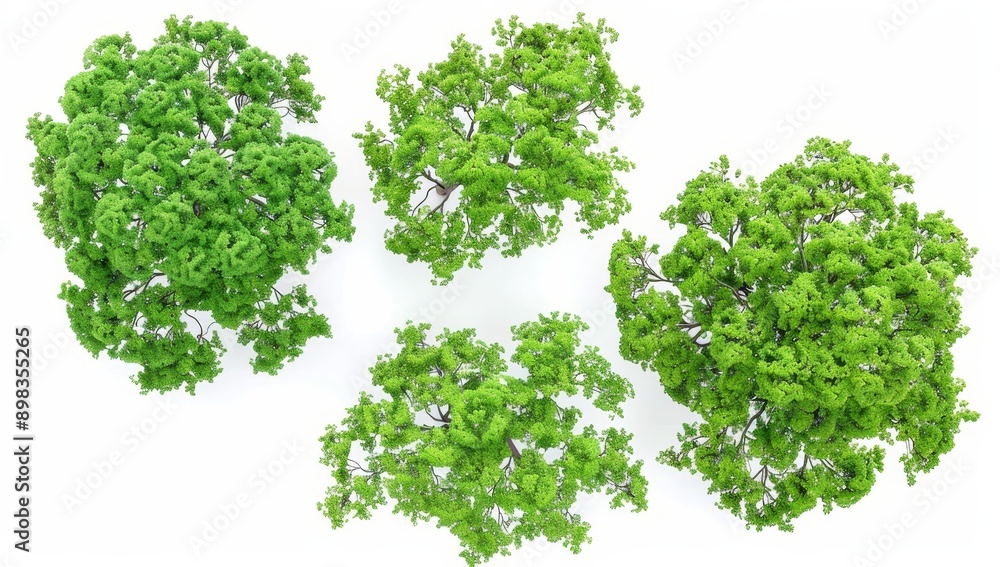 Poster aerial view of greenery forests trees canopy set on a transparent background for 3d rendering