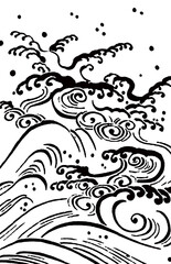 Background black and white waves texture