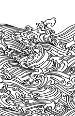 Background black and white waves texture