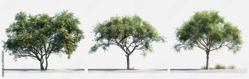 Poster the isolation of parks trees environment set on transparent backgrounds in 3d illustrations for illu