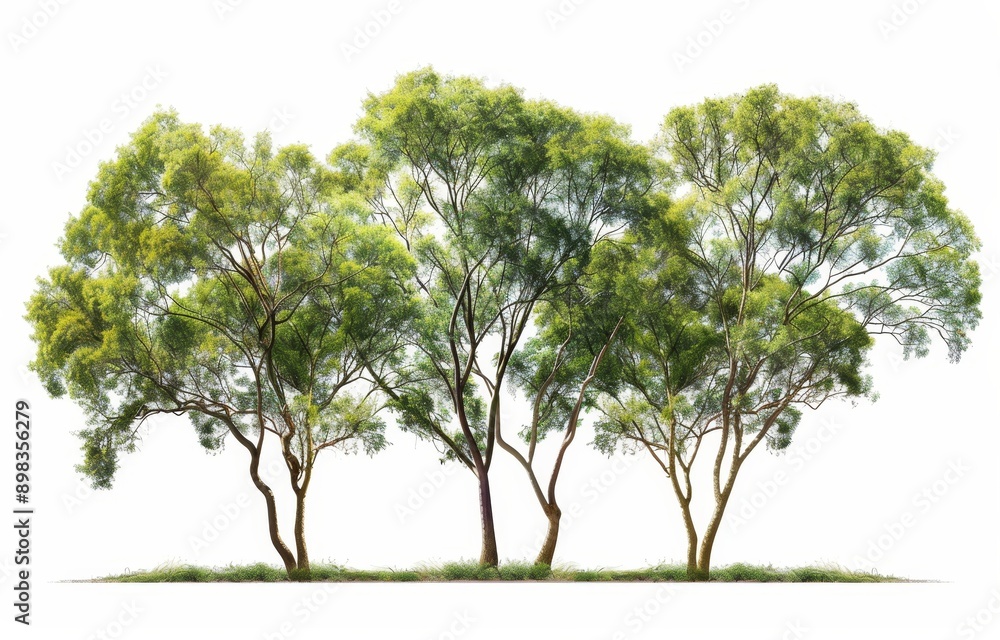 Poster an image of a large hardwood tree group cutout on transparent backgrounds in 3d