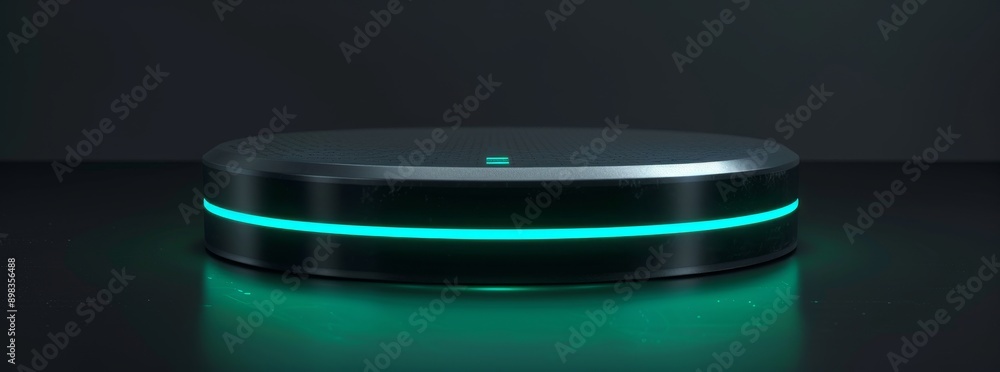 Aufkleber the podium background is a futuristic neon future stand display 3d space technology. it has an empty