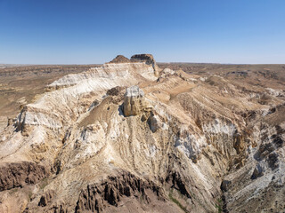 Formed from limestone, the Airakty Mountains were part of the ancient Tethys Ocean seabed around 40 million years ago. Mangystau Province, western Kazakhstan.
