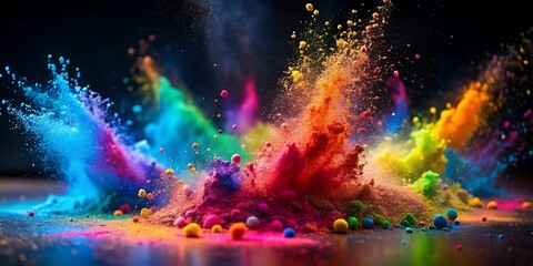 Fototapeta premium Photo colorful mixed rainbow holi powder