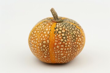 A small decorative gourd with a bumpy surface, isolated on white background