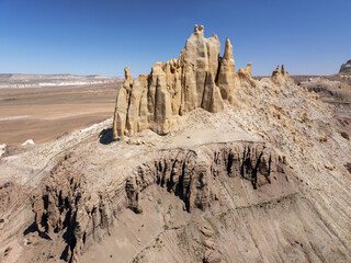 Fototapeta premium The true allure of the Airakty tract lies in its natural beauty, the main treasure of this extraordinary place. Mangystau Province, western Kazakhstan.