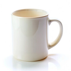 A simple, clean white mug isolated on a white background. It is a plain, classic design, suitable for coffee or tea