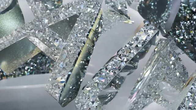 Animated SALE text for advertising, diamond style. 3D render. A swirling vortex of diamond particles gradually forming the "SALE" text.
