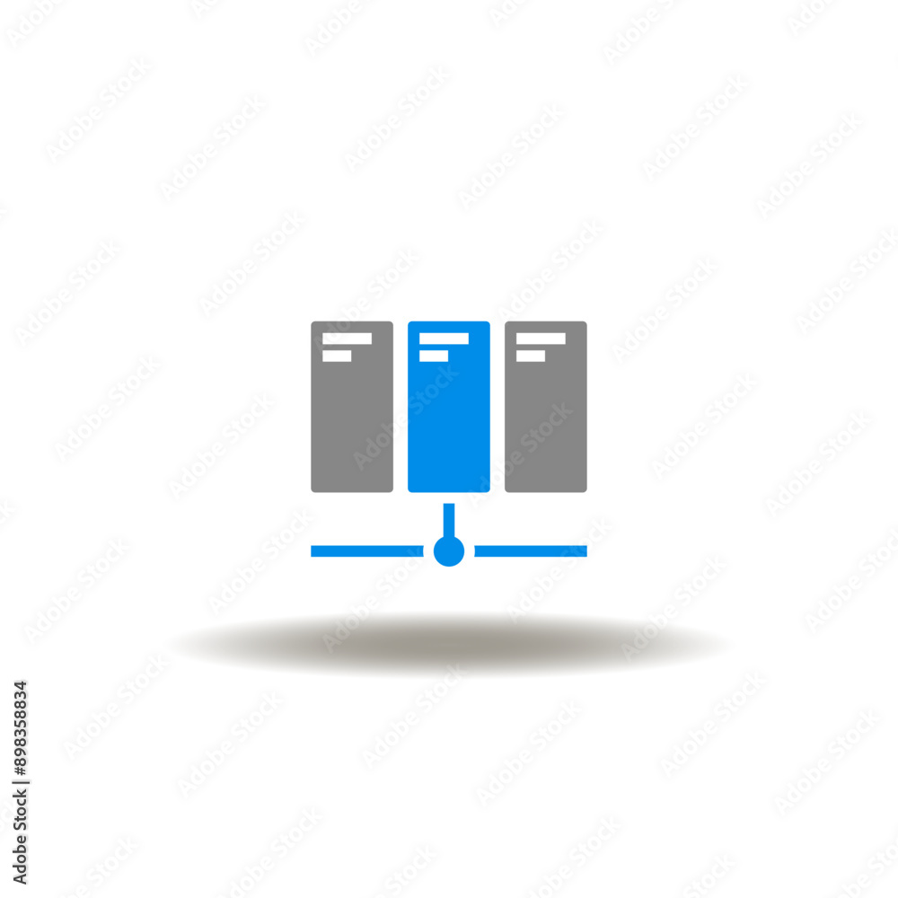 Poster vector illustration of server room web network. icon of hosting. symbol of dns server.