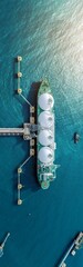 Portrait LNG (Liquified Natural Gas) tanker anchored in Gas terminal gas