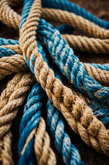 Detailed close-up of colorful nylon ropes intricately braided together against a neutral background

