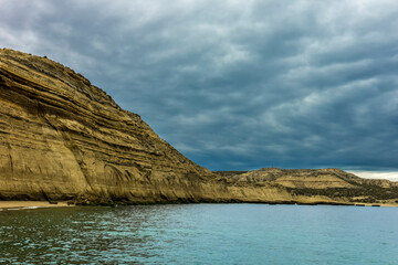 Obraz premium Coastal landscape in Peninsula Valdes at dusk, World Heritage Site, Patagonia Argentina