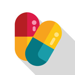 Two pills overlapping, creating a colorful medical icon