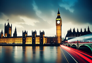 double exposure artwork big ben london cityscape high details high definition vibrant