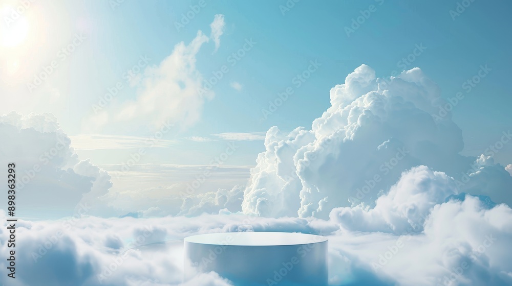 Aufkleber a podium with light clouds in the background. showcase platform render of an abstract stage pastel s