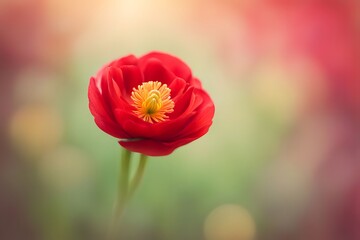 Persian buttercup flower bokeh background, AI Generated