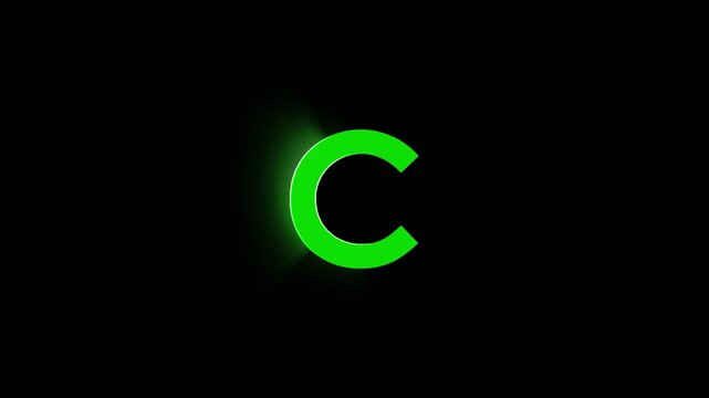 Shiny text effect letter c animation