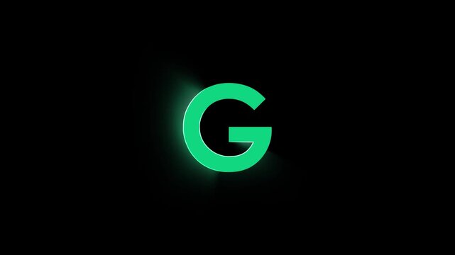 Shiny text effect letter g animation