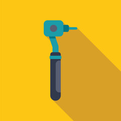 Dentist drill illustration using flat design style on yellow background