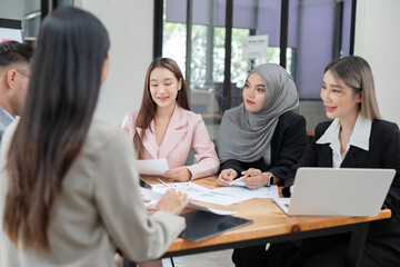 Asia business meeting   consultations of business people in the company's meeting room. 