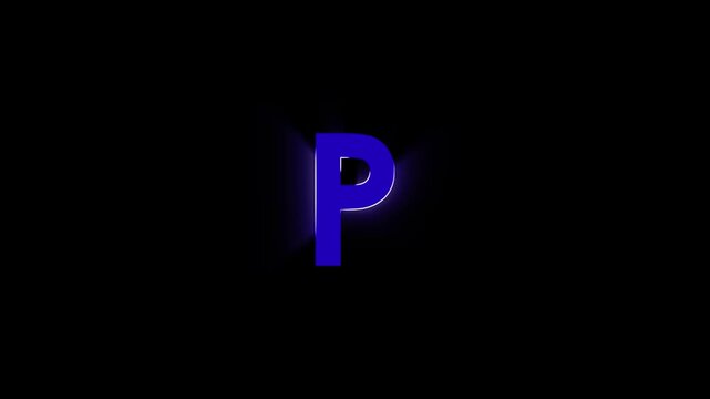 Shiny text effect letter p animation