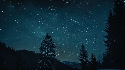 Fototapeta premium A starry night sky with a tree in the foreground