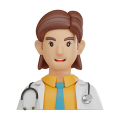 Obraz premium Professional Doctor Avatar 3D Icon with Medical Attire and Stethoscope