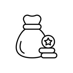 Gold bag outline icons, minimalist vector illustration ,simple transparent graphic element .Isolated on white background