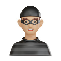 Thief Avatar 3D Icon of a Criminal Character for Digital Use and Creative Projects