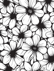 Obraz premium Flowers Coloring Silhouettes black and white vector illustration Free Download