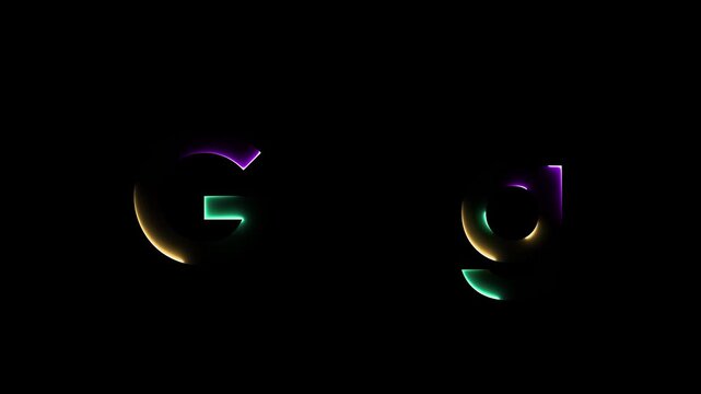 Neon light trail text effect letter g animation