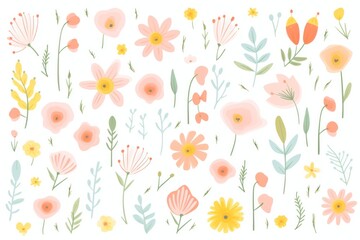 Cute pattern flowers plant inflorescence backgrounds. .