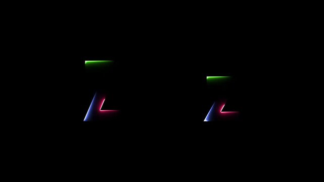 Neon light trail text effect letter z animation