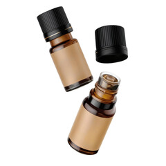  Empty Amber Glass Jars and Bottles on Isolated transparent background png. generated with AI