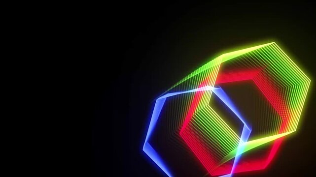 Moving neon hexagons with echo animation