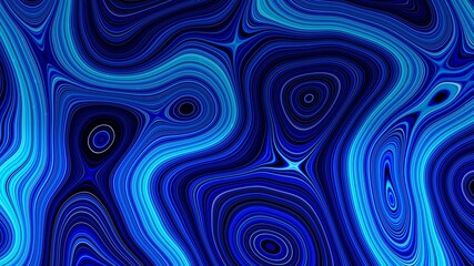 Abstract Blue and Black Swirling Lines with Concentric Circles
