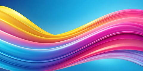 modern abstract background with pink blue and yellow wavy curves AI Generative